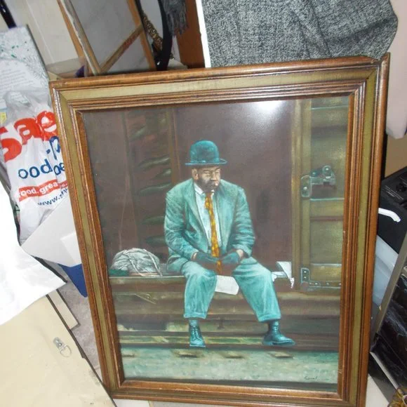 Vintage railway rider framed print, approximately 22 1/4" x 27" - Picture 7 of 9